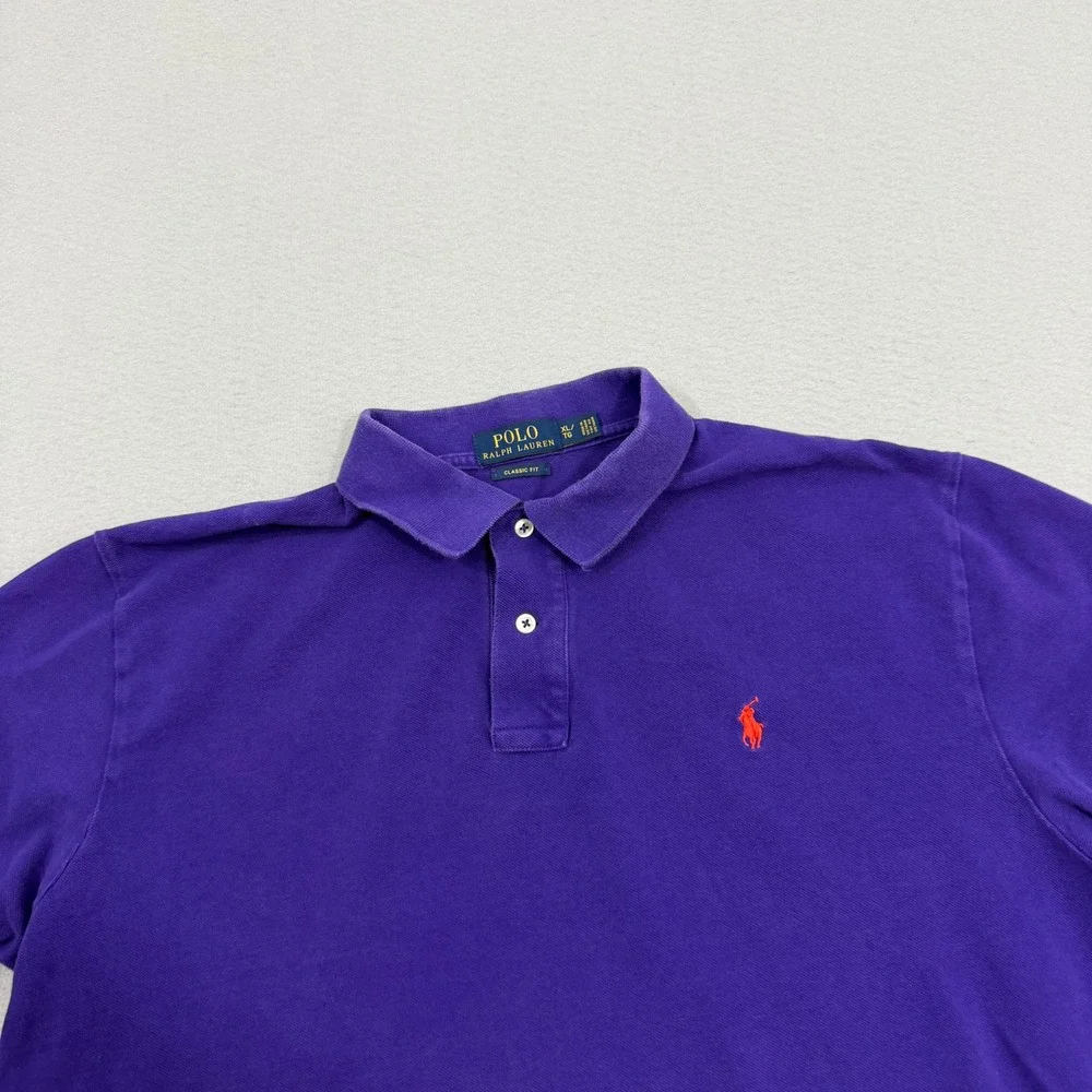 Polo Ralph Lauren Shirt Mens XL Purple Classic Fit Short Sleeve Pony Logo Preppy